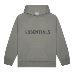 Essentials light grey flocked logo hoodie